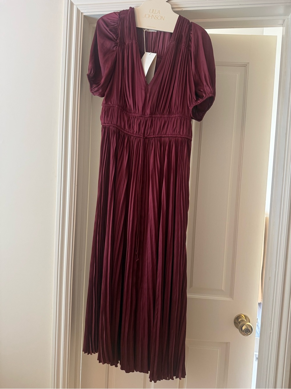 Ulla Johnson Audra Puff Sleeve Pleated Midi Dress